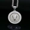 Hip Hop Lion Head Pendant Necklace with Rhinestone Fashion Men Stainless Steel for Boy Best Gifts Fashion Accessories Jewelry