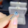 Aquamarine Topaz Heart-Shaped Women's Open Ring with Blue Diamond Color Gemstone - Trendy and Elegant Style