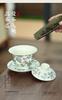 Porcelain Camellia Pattern Tea Tureen Kungfu Tea Cup Set Tea Infuser Traditional with Cover Teacup Tea Sealed Storage Jar