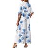Ladies Casual Fashion Temperament Elegant Waist Patchwork Floral Print Long Dress