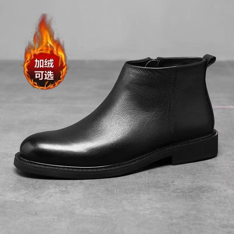 Men's Shoes Men's Leather Shoes Chelsea Boots Solid Color ins European Style Versatile Source Factory Supply Foreign Trade Winter