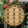 2D Flat, 1pc Vintage Bee Species Chart Aluminum Wall Sign - Round Beekeeper' Knowledge Plaque, Bee Lover Gift, Educational Bee Identification Chart