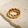 Glänzende Kristall High-End Anlaufgeschützte Mode Geometrische Offene Vergoldete Edelstahlringe für Damen Ehering Schmuck Geschenke