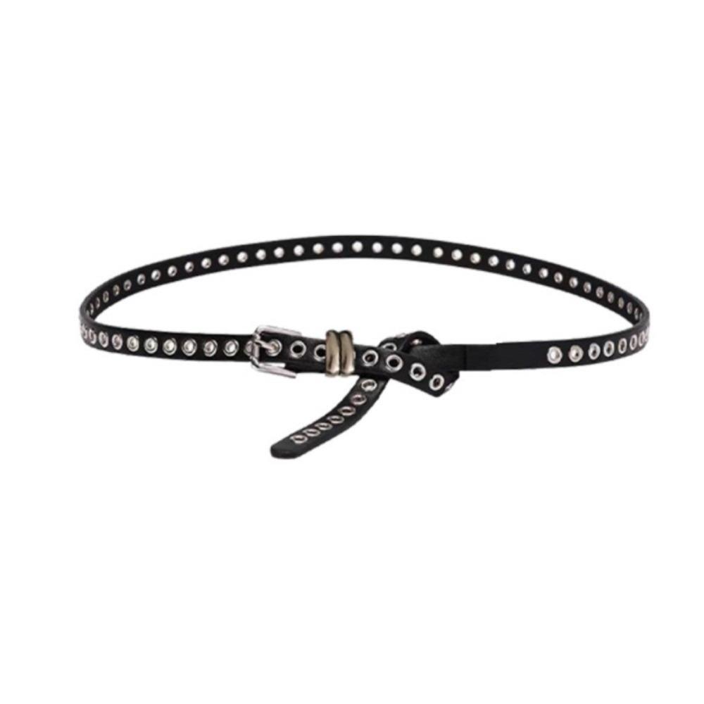 

Y2K Style Double Circle Belt Retro Thin Belt Trendy Needle buckle belt for Women чорний