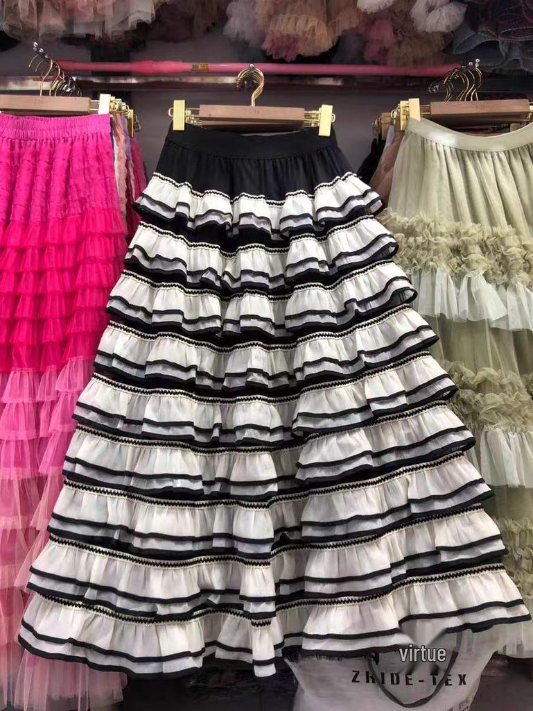 Sweet French A-line Fluffy High-Waisted Mesh Skirt