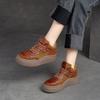 Fashion Spring Autumn Leather Thick Soled High Top Casual Shoes Women's Cowhide Retro Versatile Board Shoes Design Short Boots