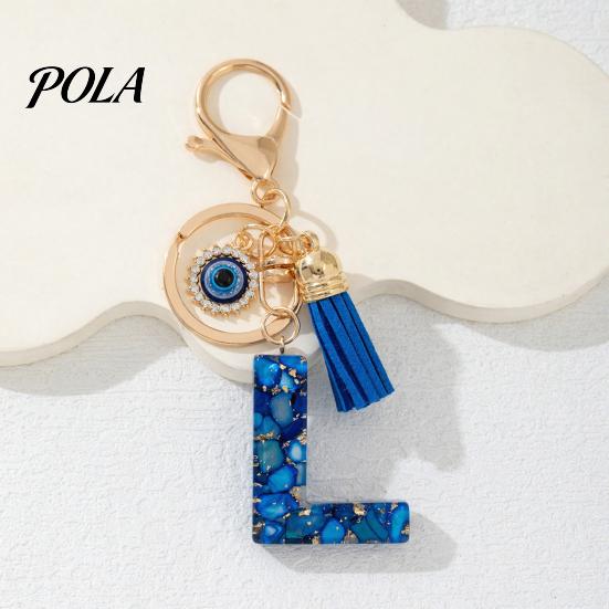Blue Series Keychain Pendant, Initial Letter Charm Key Chain with Eyes Tassel Design, A-Z Holder for Bags Backpacks Cars Accessories Sale Goods