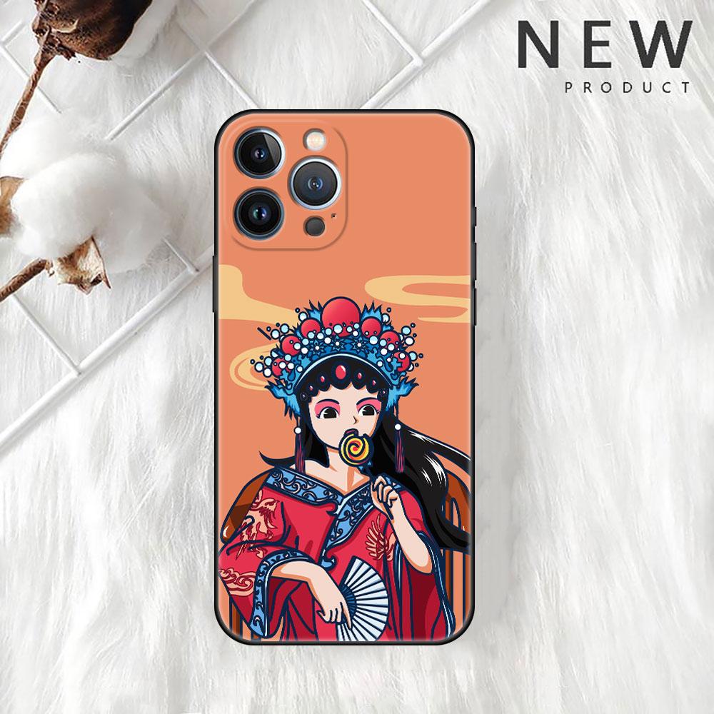 Opera Retro Girl Case For Apple iPhone 14 Pro Max 13 11 12 Mini SE 7 8 Plus X XS 6 6S Silicone Shell Phone Cover Soft TPU Funda