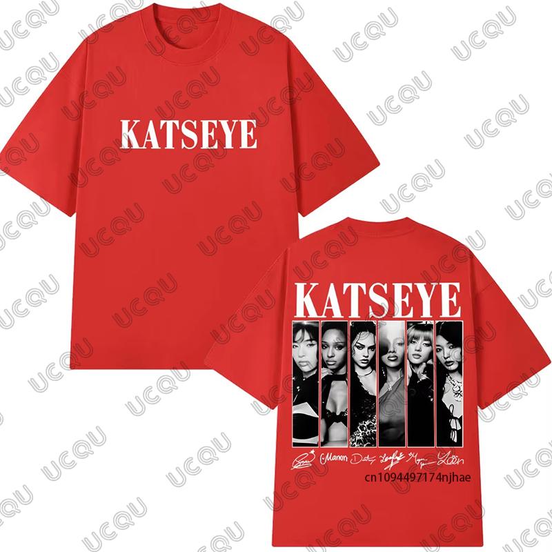 2026 New Vintage Korean Style Katseye Graphic Cotton WoUnisex Tshirt Summer Casual Kpop Streetwear Tees Oversized Unisex Tops