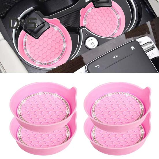 2Pcs Car Coasters Wear Resistant Universal Fit Scratch Prevention Heat-Insulated Non-Slip Cup Holder Mats Silicone Cup Holder Insert