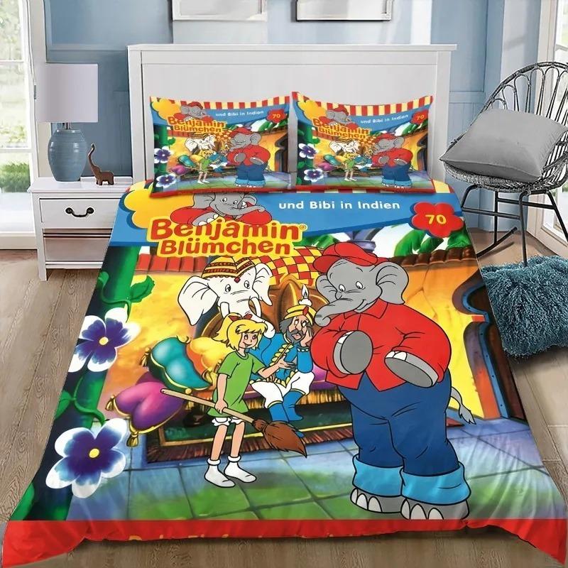 Catoon Benjamin the Elephant 3D Print Bedding Set Duvet Cover Pillowcase 2/3pcs Boy Girl Home Textile full size Kids Bedroom