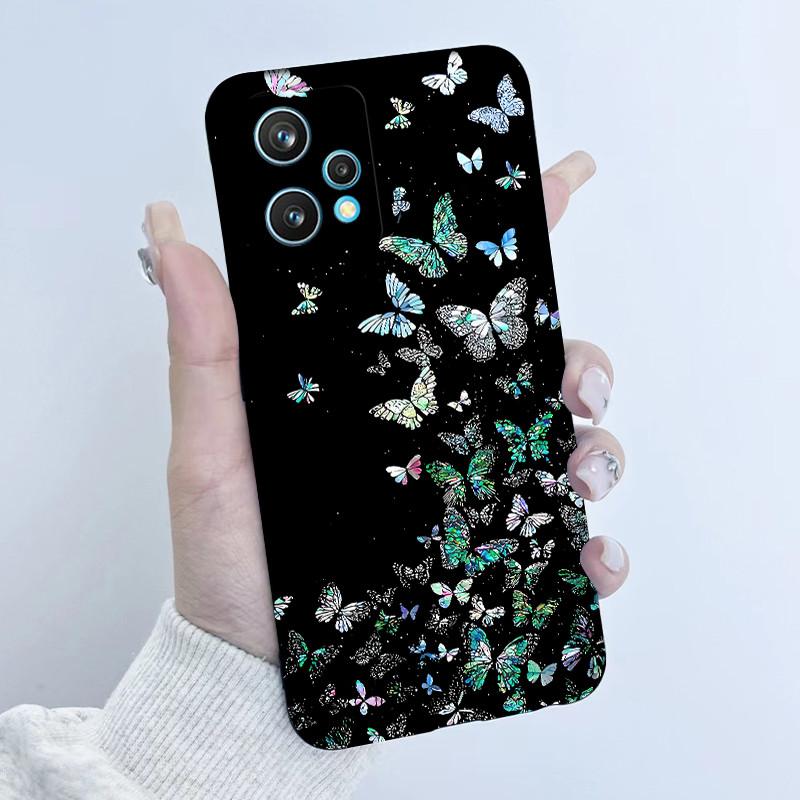 For Realme 9 Pro Plus Phone Case RMX3392 RMX3393 Flower Girl Design Soft Silicone TPU Back Housing For Realme9 4G RMX3521 Covers