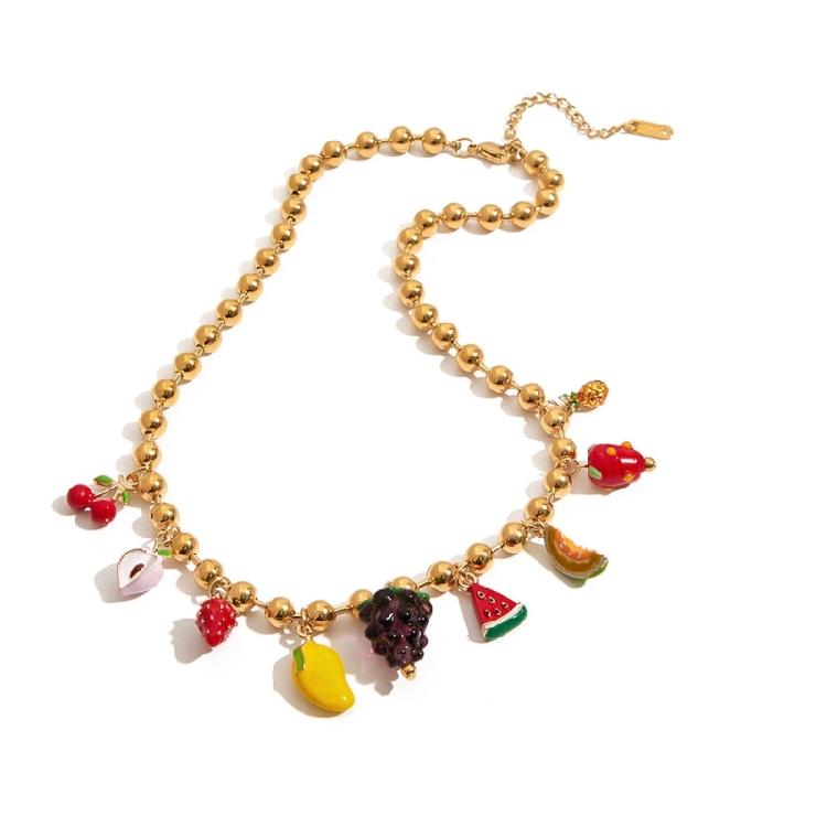Fashionable Fruit Charm Necklace Bracelet Adjustable Chain Jewelry for Daily Outfits Or Special Occasions