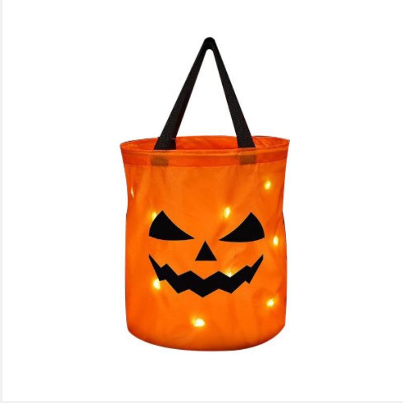 LED Light Halloween Candy Bags, Light Up Trick or Treat Party Bags, Multipurpose Halloween Goody Bucket for Kids' Favors & Halloween Supplies