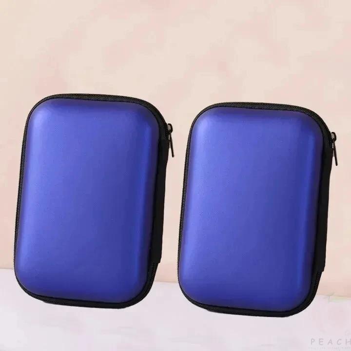 2PCS Portable EVA Storage Case - Ideal for Earphones, USB Drives, Shavers, and Cables - Compact and Protective Earphone Case