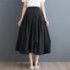 Women's Hepburn Style Plaid Midi Skirt - Three-Piece Dark Irregular A-line for Summer