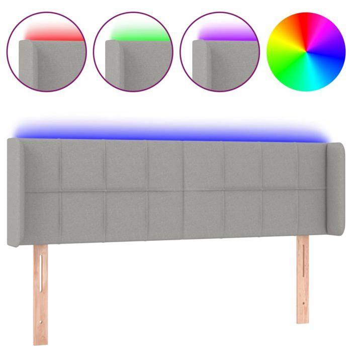VidaXL Tête de Lit à LED Meuble de Chambre à Coucher Accessoire de Lit Double Tête de Cadre de Lit Intérieur Gris Clair 3123234