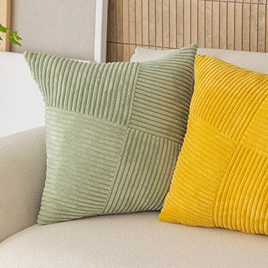Corduroy Striped Pillow Cover 18x18 Inch Boho Textured Cushion Cover Patchwork Throw Pillow Cover for Farmhouse Home Sofa Couch Bed