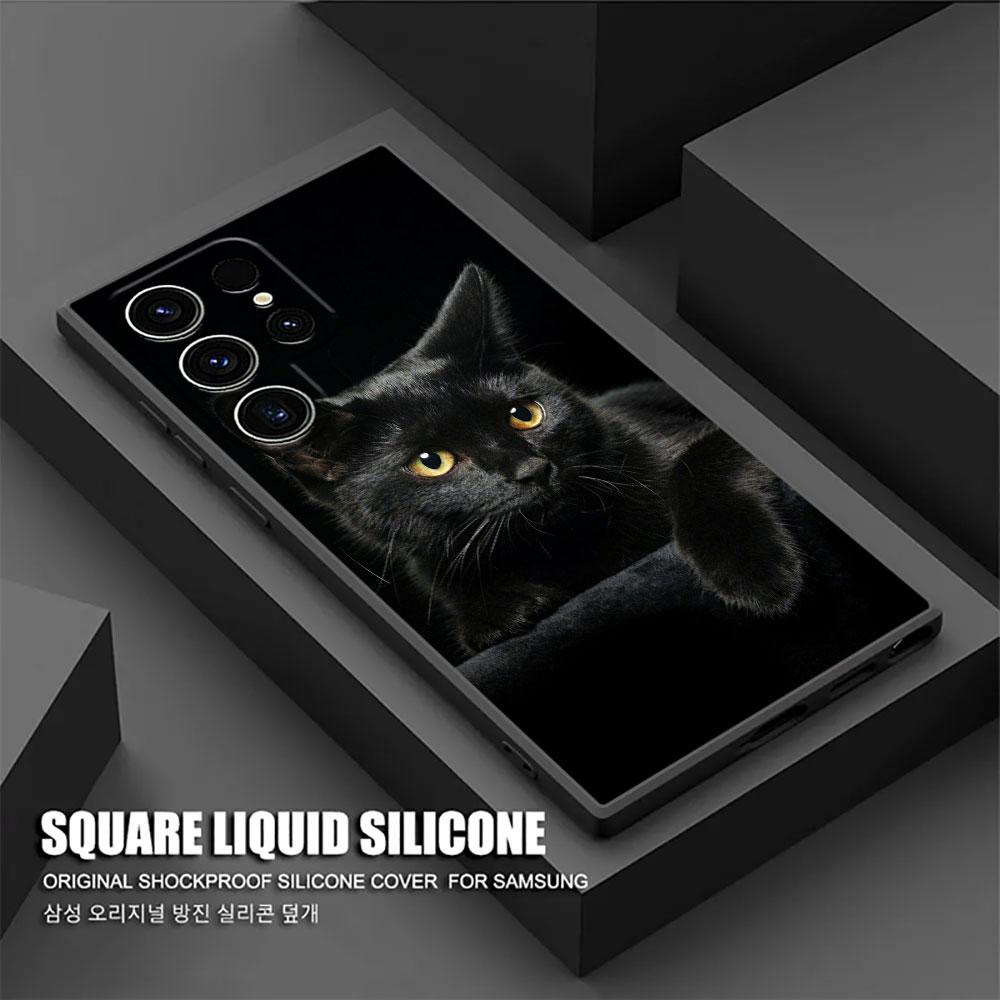 

Cute cat Phone Case For Samsung Galaxy S24 Ultra Cases S23 S21 S20 FE S22 9 S24 Plus Note 20 Ultra 10 Silicone Cover Black Cats Samsung Note 10