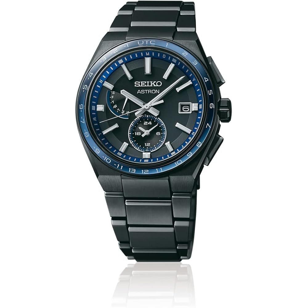 Seiko ASTRON SBXY041 Men's Solar Radio Watch Full Auto Calendar World Time All Black Titanium Case and Band