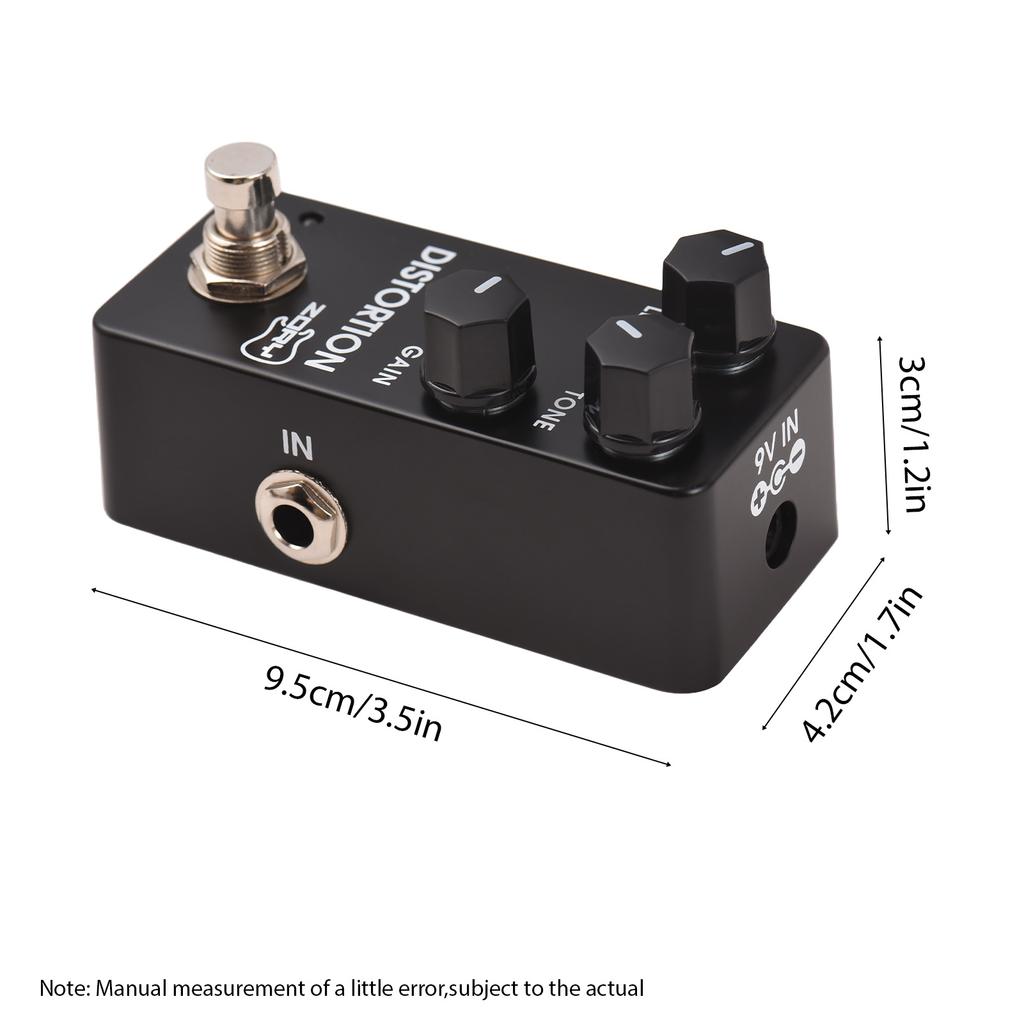 ZORY Guitar Distortion Effects Pedal LEVEL/TONE/GAIN DC 9V 6.35mm Input/Output Interface Aluminum