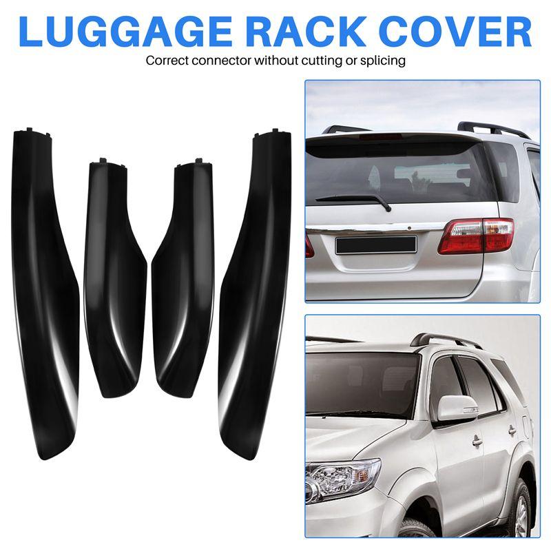 NEW-4PCS Black ABS Car Roof Luggage Rack Rail End Cover Shell Protector Fit For Toyota Fortuner 2004-2014
