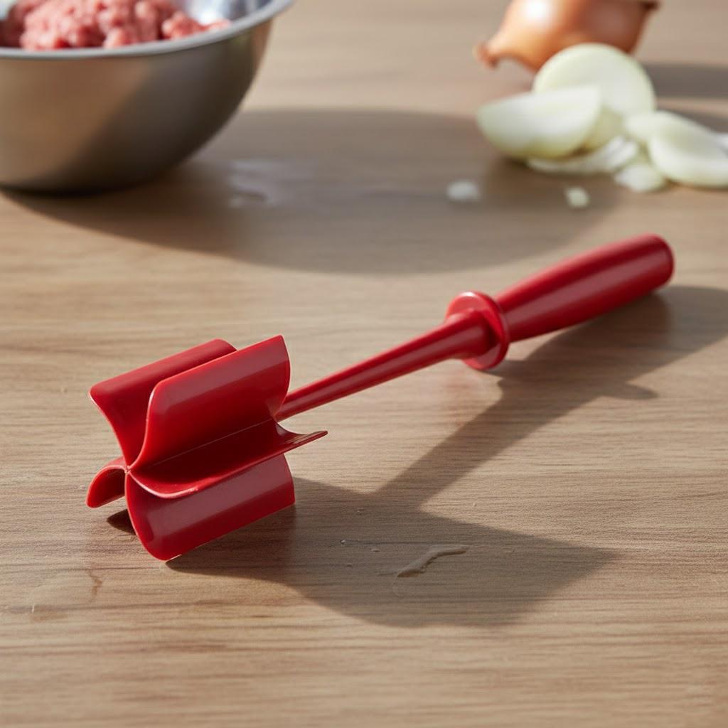 

Meat Chopper and Masher Set Heat Resistant Hamburger Chopper for Ground Beef Turkey and More Non Stick Kitchen Tool червоний