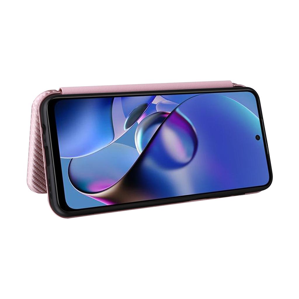 For Motorola Moto G54 5G Case Card Holder Carbon Fiber Texture Anti-drop Leather Cover