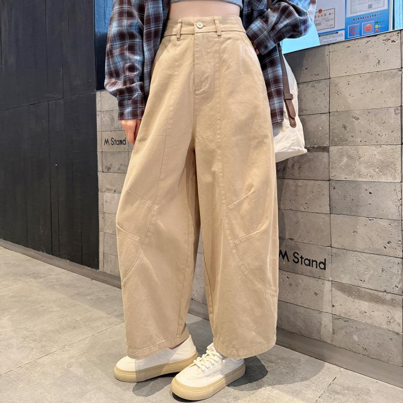 Korean Style Coffee Washed High-Waist Wide-Leg Scimitar Pants for Women