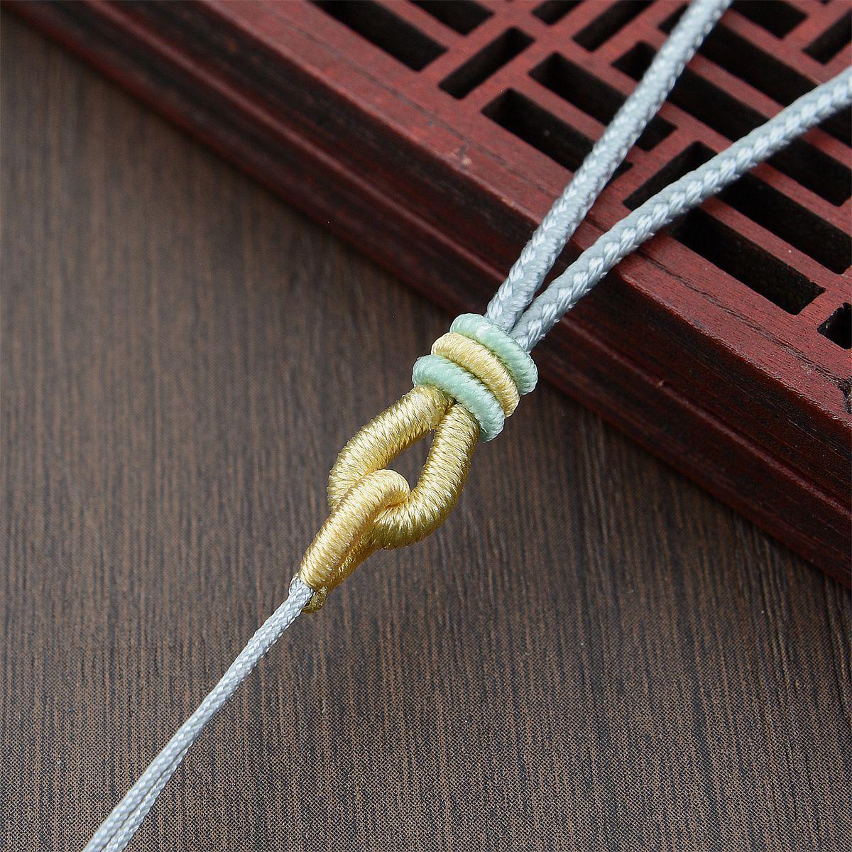 Adjustable Braided Cord Jade Agate Pendant Necklace