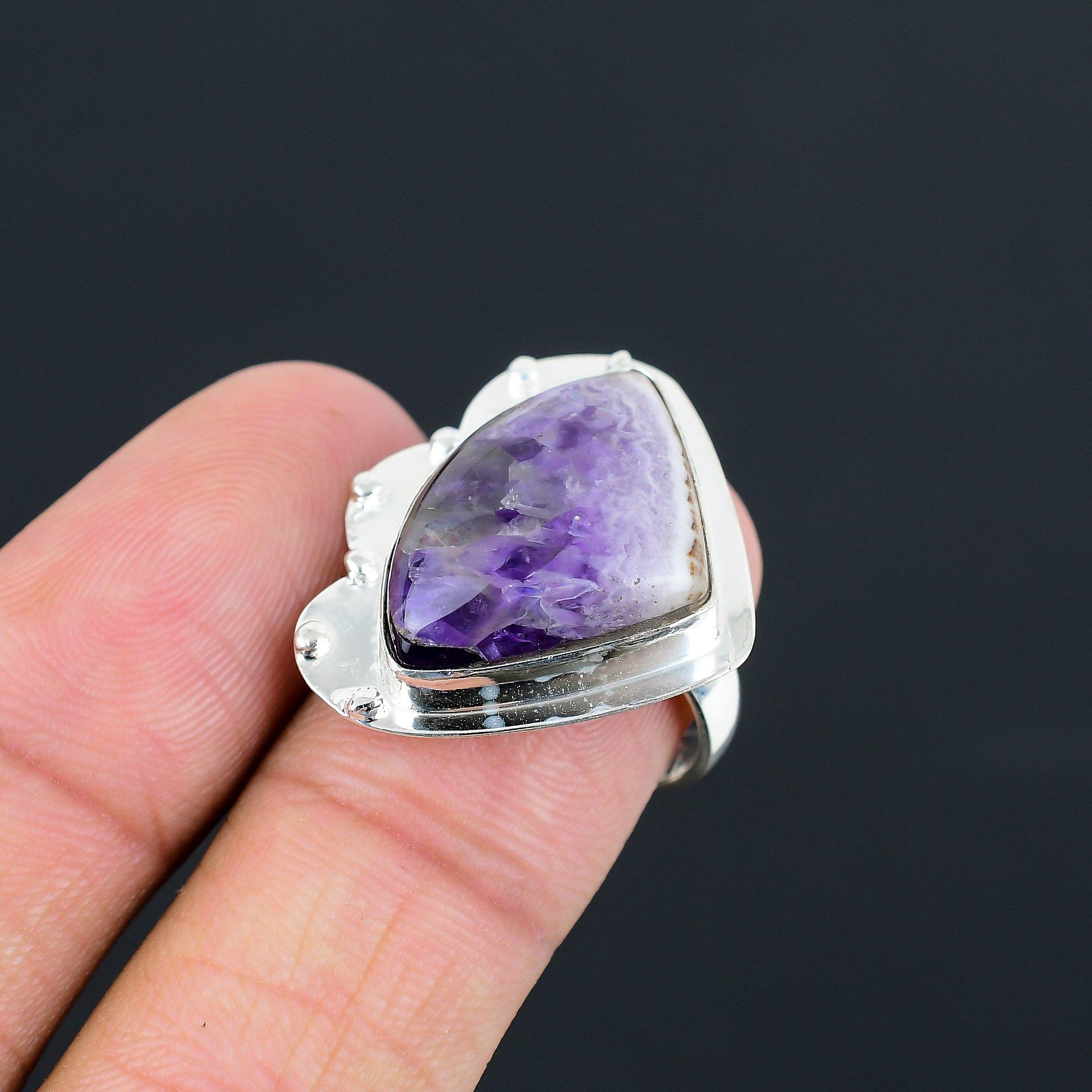 Friendship Day Sale February Star Amethyst Stone 925 Sterling Silver Ring Size 8 8