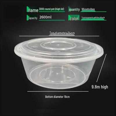 WS Disposable Round Takeaway Containers with High Lids