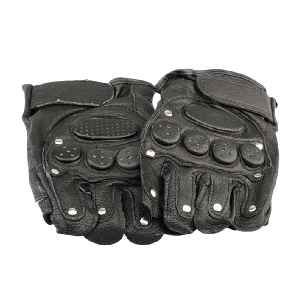 Guanti da Bici Mezza Dita Estivi Traspiranti Antiscivolo Rivetti Pelle Nera Ammortizzanti Guanti per Bicicletta MTB Strada Pantaloncini da Ciclismo Guanto