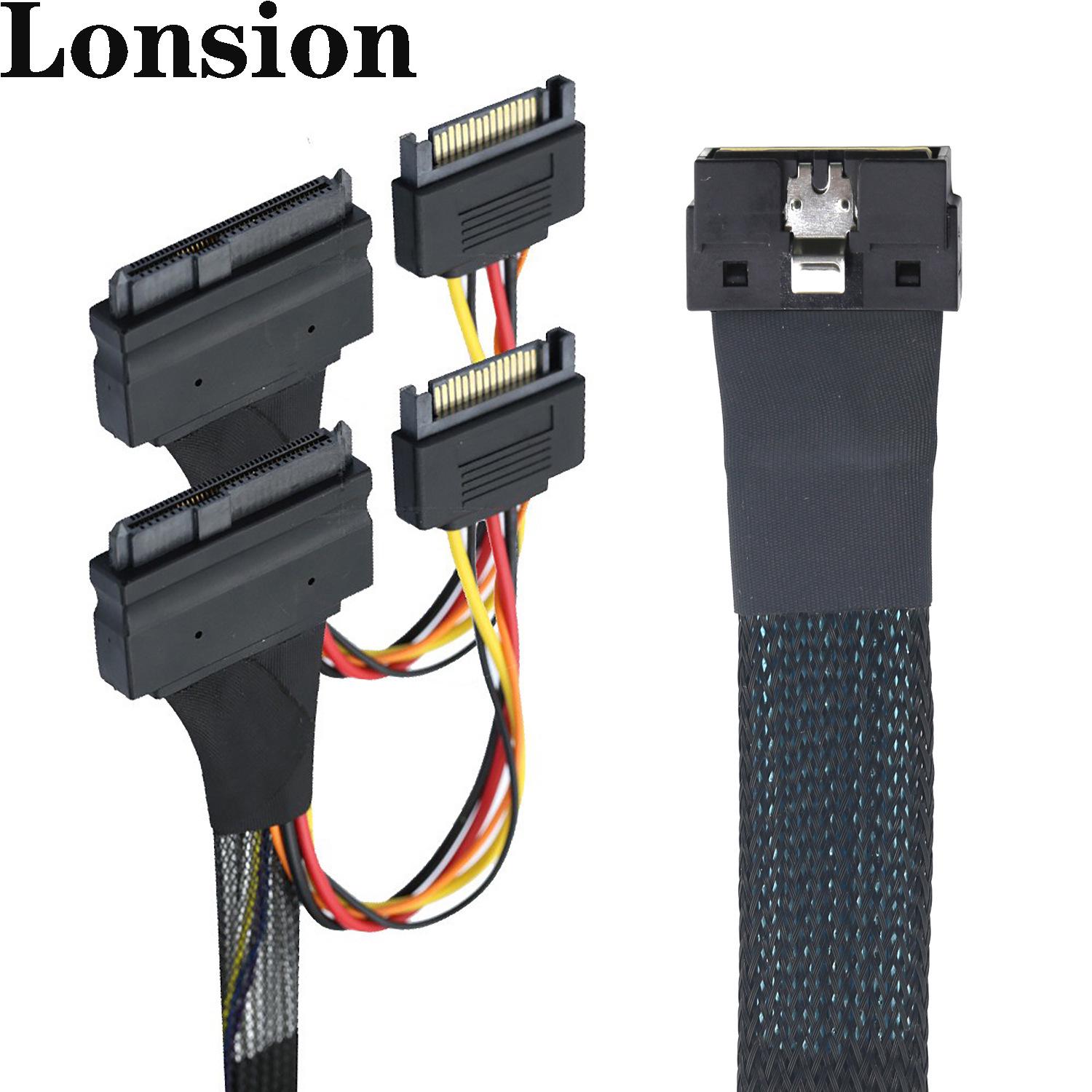 

LP Low Profile 8I 74P to Dual SFF-8639 U.2 + 15P High-Speed Cable Assembly 0.5m чёрный