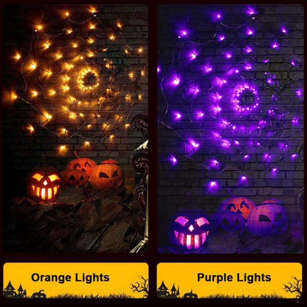 Spider Web String Lights with Large Spider Decoration for Halloween Indoor Outdoor Party Decoration Durable Flexible Design