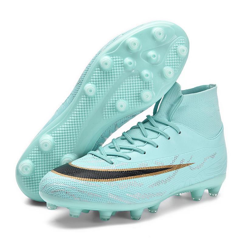 Football shoes Men's and women's high-top broken nails Spikes Children's students Adult grass game training shoes