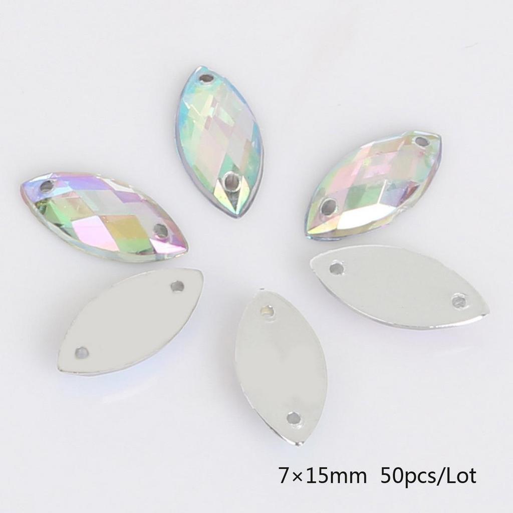 Round Multi-Faceted Acrylic Rhinestones: Double-Hole, Flat-Back Jewelry Accessories