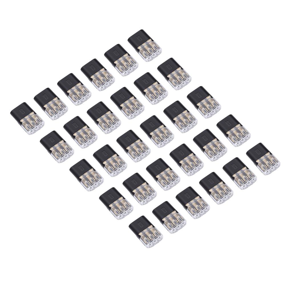 30Pcs Wire Plug in Connector 3 Pin with Locking Buckle No Stripping Quick Splice Clips for 18-16AWG LED Strip Light Electrical Cable 3mm Hole Dia