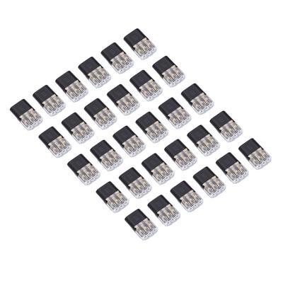 30Pcs Wire Plug In Connector 3 Pin with Locking Buckle No Stripping Quick Splice Clips for 18-16AWG LED Strip Light Electrical Cable 3mm Hole Dia