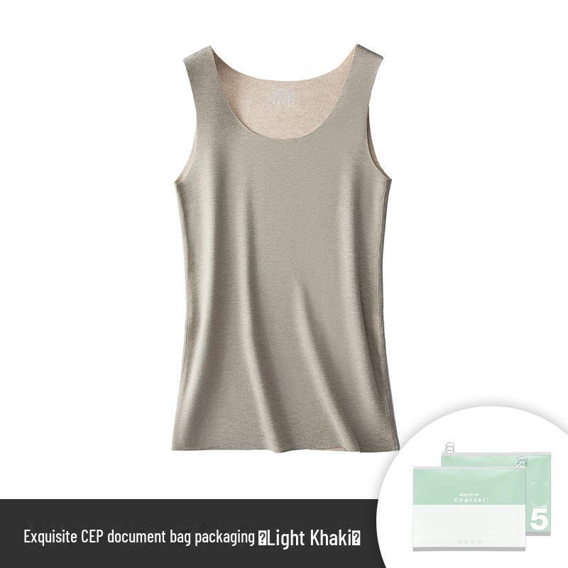 

Женский терможилет из шелка и шерсти - плюс бархат, бесшовный, утолщенный для тепла XL легкие хаки