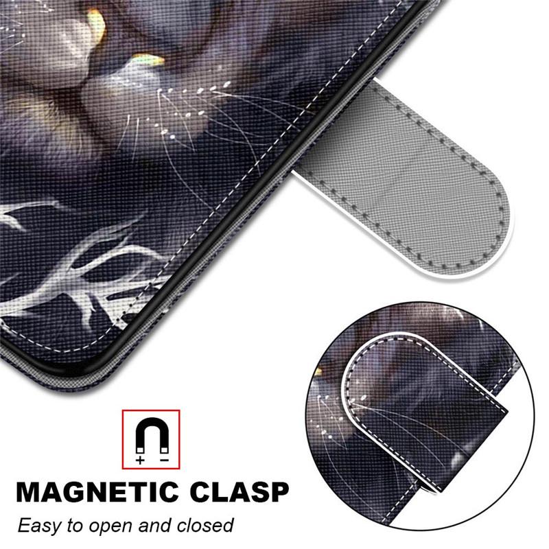 Fashion Painted Pattern Cover Lanyard Flip Leather Case For iPhone Samsung Huawei Honor Xiaomi Redmi OPPO Realme Moto Asus