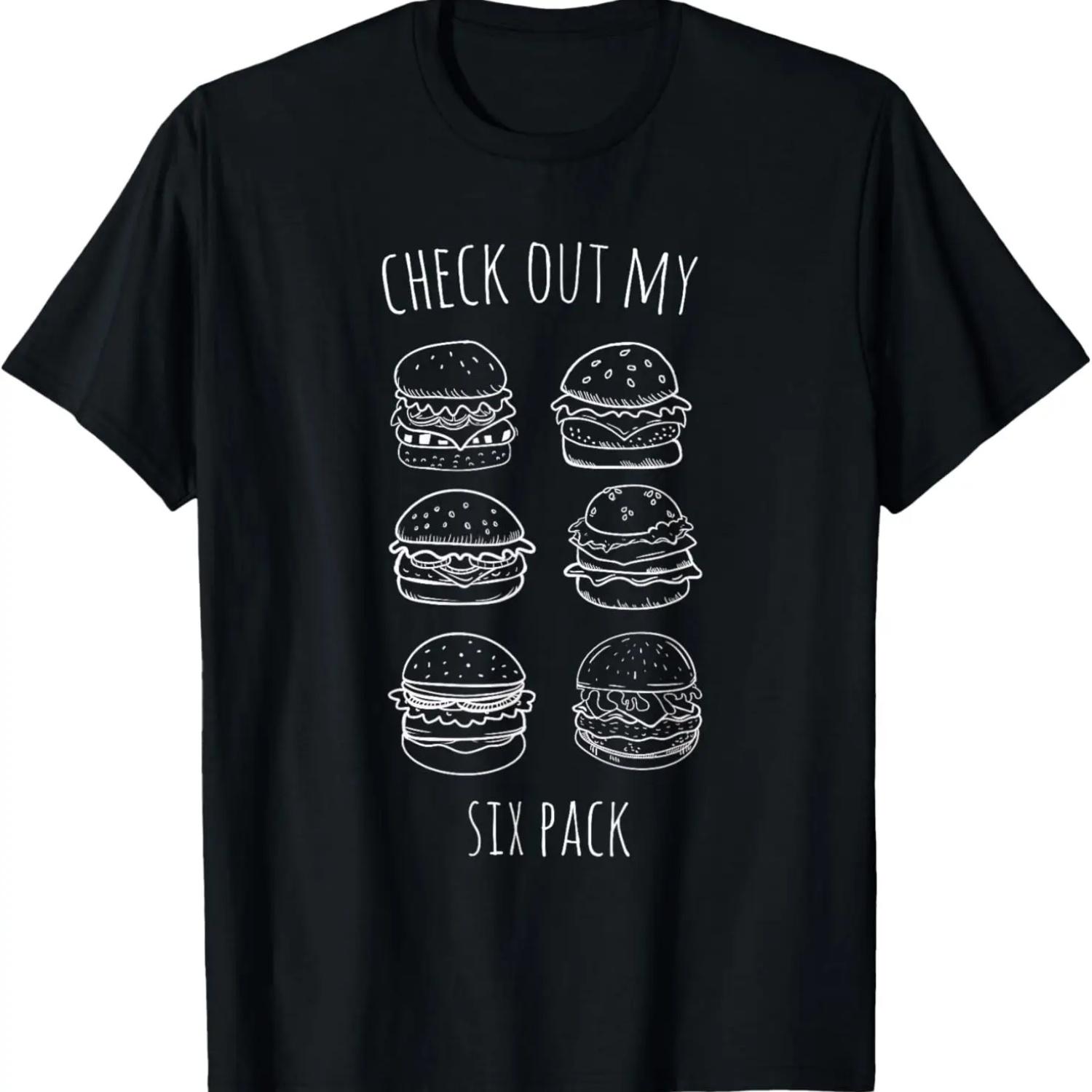 ПОСМОТРИ НА МОЙ ШЕСТИУПАКОВКУ Смешная Футболка с Бургером Фастфуд Бургер S
