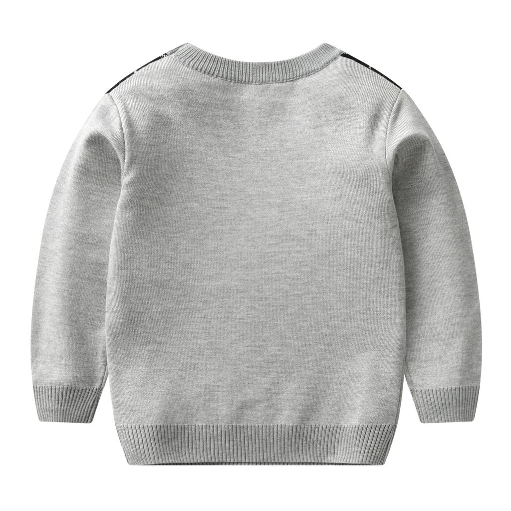 Warmer Pullover für Jungen im Herbst und Winter mit Karomuster und langen Ärmeln im College-Stil, Muster für Jungen im Farbblockdesign mit Rautengitter-Strickpullover