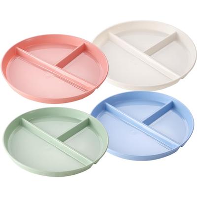 NUOLUX Lunch Dinner Outer Lightweight Dishwasher Set of 4 Plates, 3-Compartment Plates, 22.5cm Diameter, Heat-Resistant, Shatter-Resistant, Plastic,