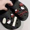 Ankara Red Cat Clog Cartoon Bow with Removable Buttons & Cute DIY Shoe Decorations