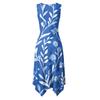 Women Sleeveless Crew Neck Floral Print Midi Dress Asymmetrical Hem Casual Loose Fit Summer Sundress for Everyday Wear