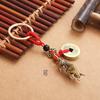 Three-Dimensional Brass Zodiac Keychain with Five Emperors Coins - Birth Year Ornament Gift