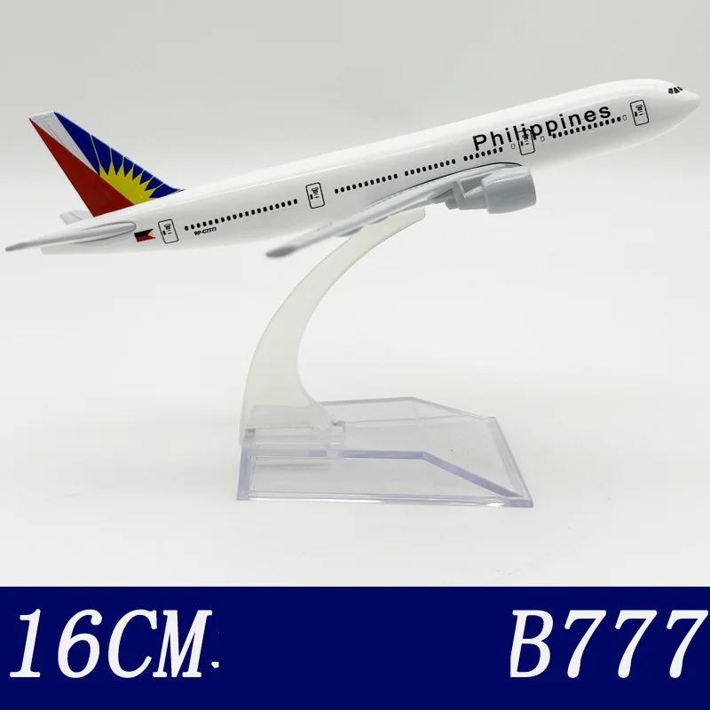 16cm Airplane Toy 1/400 Scale Philippines B777 Diecast Metal Plane Model Kit with Stand for Display Collection or Aviation Gift