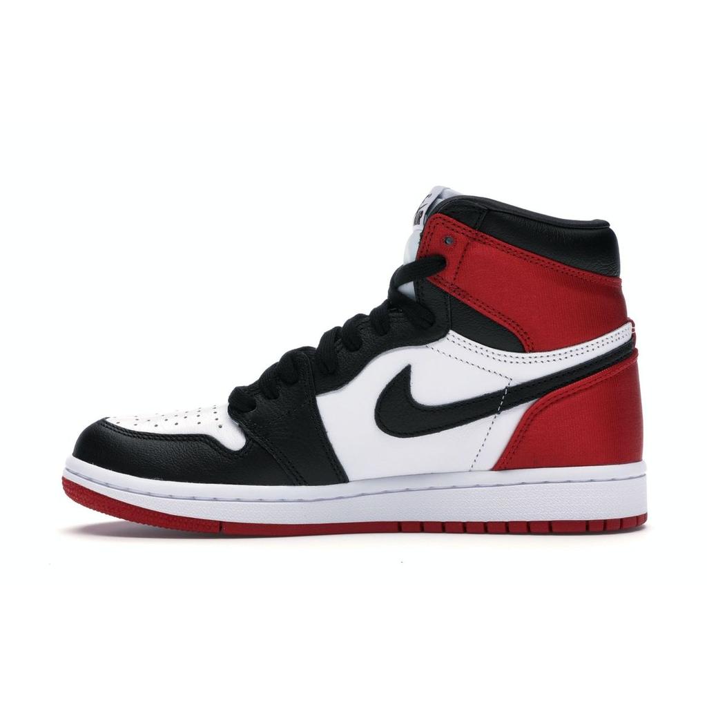 Air Jordan 1 Retro High Satin Black Toe Moteriški Sportbačiai Raudoni Balti-Varsity-Raudoni CD0461-016