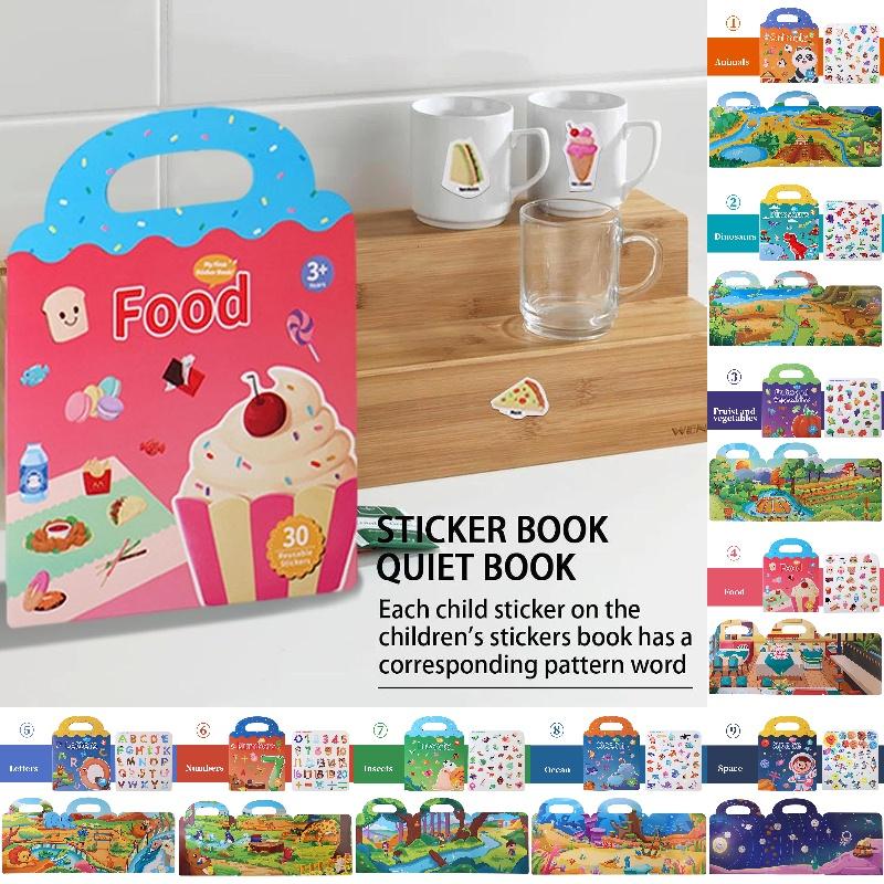 Early Education Sticker Book Develop Concentration With Reusable Stickers Of Animals Dinosaurs And Ocean Scenes